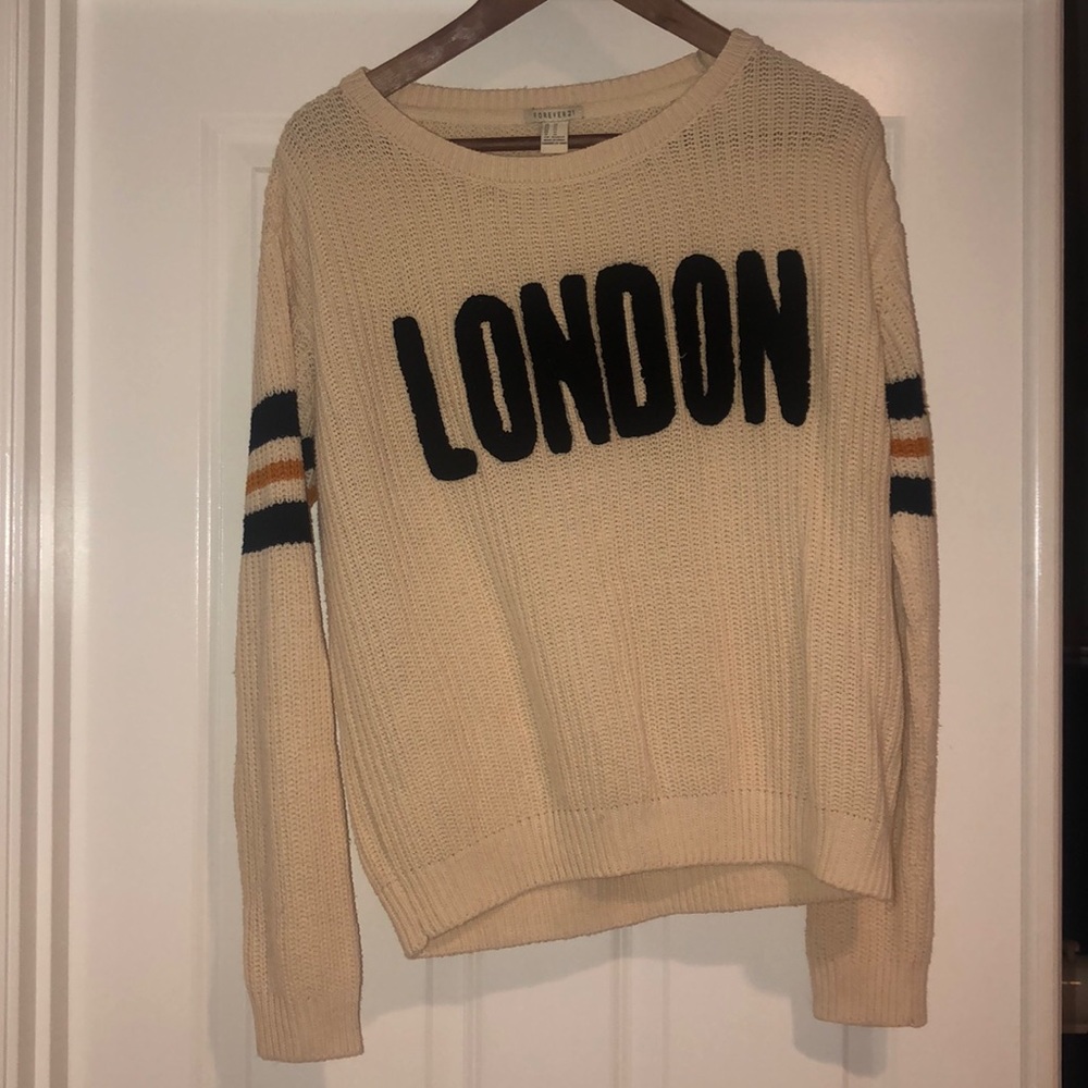 women’s cream cableknit “London” sweater
